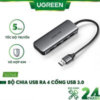 Bộ chia USB 3.0 ra 4 cổng UGREEN 50768 vỏ nhôm, dài 15cm, hỗ trợ đọc ổ cứng HDD, SSD lên tới 6TB