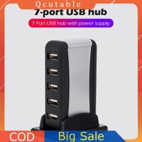 Bộ chia USB Hub đa 7 cổng USB 2.0 dọc có bộ chuyển đổi nguồn cho PC