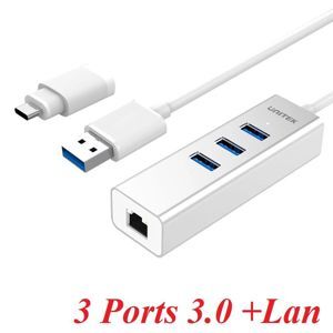 Bộ chia USB3.0 3-Port + Gigabit Ethernet Aluminium Hub Unitek Y-3083B