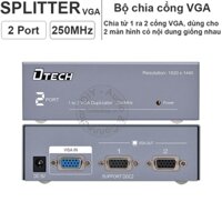 Bộ chia VGA 1 ra 2 250MHz 1920x1440P DTECH DT-7252 - VGA splitter 1 to 2 port