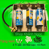 Bộ chiết gas sang bình mini - Loại sạc 3 lon cùng lúc +Tặng Ti sắt +Nút sạc +Ron