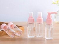 Bộ chiết mỹ phẩm du lịch 5 món nhỏ gọn tiện lợi - Henrysa - Mẫu 2 - Hồng Nhạt
