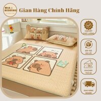 Bộ Chiếu Điều Hoà Cao Su Non Latex 5D Bo Chun Bọc Cả Đệm Dày Dặn, Mềm Mại, Thoáng Mát Mẫu Mới Hình Capybara Labubu