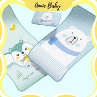Bộ chiếu điều hòa kèm gối cho bé sơ sinh, set chiếu gối điều hòa 3D sợi tơ băng lạnh ANNIE BABY