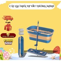 Bộ Chổi Lau Nhà tự vắt Kèm Chậu gấp gọn + 4 Miếng bông lau ( HÀNG LOẠI 1 ) NEW 2025