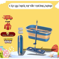 Bộ Chổi Lau Nhà tự vắt Kèm Chậu gấp gọn + 4 Miếng bông lau ( HÀNG LOẠI 1 ) NEW