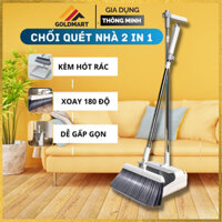 Bộ Chổi Nhựa Quét Nhà Cán Dài Thông Minh Kèm Hót Rác, Đầu Chổi Xoay 180 Độ Và Gạt Nước Gấp Gọn Tiện Dụng