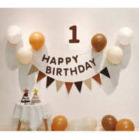 Bộ chữ happy birthday dạ,dây cờ tam giác dạ nâu tây Hàn Quốc - quanghuydecor