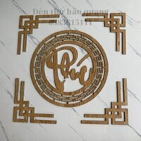 Bộ Chữ Phúc, Hoa Sen, Thọ Trang Trí Ban Thừ/Tranh Ban Thờ Gỗ MDF Chống Ẩm Màu Vàng Sồi
