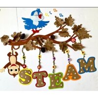 Bộ chữ STEAM  3d  trang trí lớp học bằng bìa phối nỉ