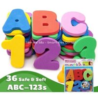 Bộ Chữ và Số To, Đẹp Munchkin Nhiều Màu Sắc, Bằng Xốp EVA Dính Tường Nhà Tắm 36 Chi Tiết, Đồ Chơi Nhà Tắm Cho Bé
