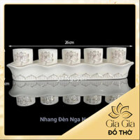 Bộ Chung Đựng Nước Thờ Cúng Sen Bạch Ngọc Cao Cấp