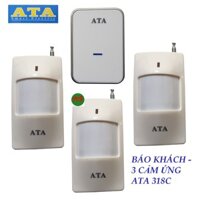 Bộ chuông- 3 MẮT cảm ứng báo khách- báo trộm không dây đa năng ATA  AT-318C