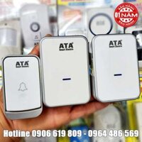Bộ chuông cửa không dây 2 chuông 1 nút bấm ATA AT-913A (1 bộ gồm 1 nút bấm + 2 chuông)(nút nhấn dùng pin, chuông cắm điện)(kết nối không dây 20-30mét xuyên tường)(4 mức âm lượng, 32 kiểu chuông)(nút nhấn chống nước)