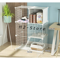 Bộ chuồng mèo 2, 3,4 tầng kết hợp ngăn để đồ đa năng thông minh nuôi sóc, thỏ, chim, ...