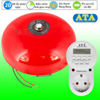 Bộ chuông reo báo giờ làm việc tự động ATA BCR-02 (20 lần reo chuông/ngày)(Tùy chọn kích thước chuông lớn nhỏ)(tự động và thủ công)(đồng hồ LCD điện tử chính xác từng giây, có pin lưu trữ chương trình cài đặt, tránh mất(ngắt điện)(có đèn báo)