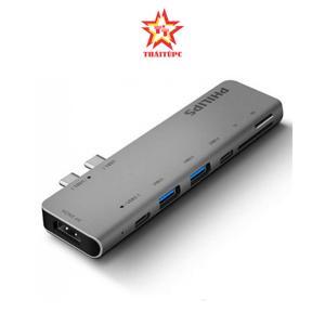 Bộ chuyển 2 Type-C to 2 USB 3.0+SD+TF+Type-C +Type-C PD 3.0 Philips DLK5517C/94