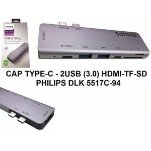 Bộ chuyển 2 Type-C to 2 USB 3.0+SD+TF+Type-C +Type-C PD 3.0 Philips DLK5517C/94