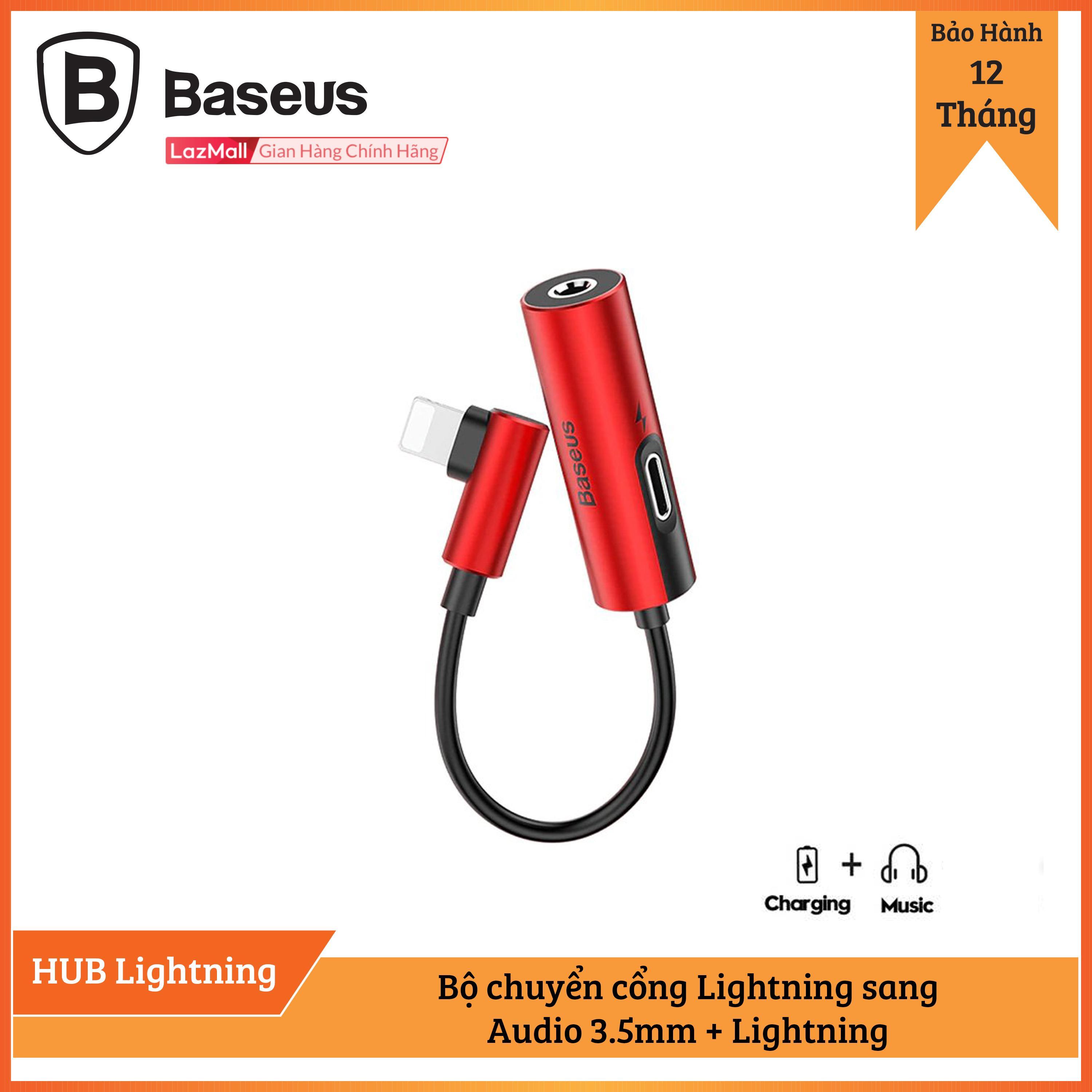 Bộ chuyển cổng Lightning sang Audio 3.5mm + Lightning Baseus L42