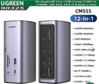 Bộ chuyển đổi 12 in 1 USB-C sang 3*USB 3.0, 2*HDMI, 1DP, RJ45, SD &amp; TF &amp; Audio 3.5mm Ugreen 90325 CM555