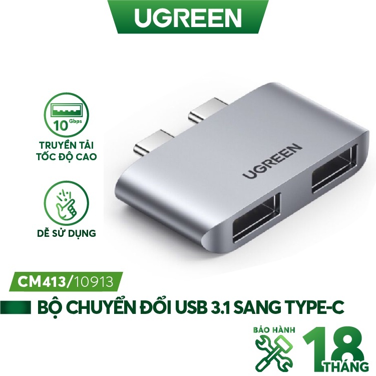 Bộ chuyển đổi 2 cổng USB type C sang 2 cổng USB 3.1 hỗ trợ cho Macbook UGREEN 10913