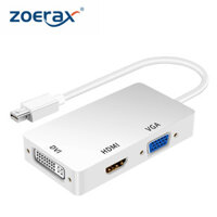 Bộ chuyển đổi 3 trong 1 Zoerax Mini DisplayPort DP sang HDMI VGA hoặc DVI 60Hz Bộ chuyển đổi màn hình ba cho MacBook / Surface Pro / Dell, Plug and Play