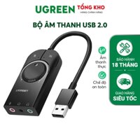 Bộ chuyển đổi âm thanh UGREEN 40964 CM129 | Từ USB sang 3 cổng 3.5mm | Chip DAC 48KHz/16bit | Bảo hành 18 tháng