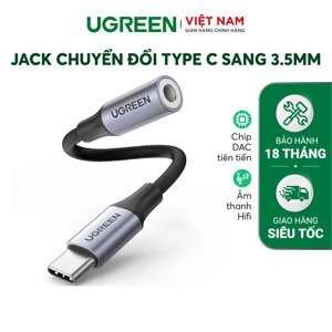 Bộ chuyển đổi âm thanh USB Type C to 3.5mm với chip DAC Ugreen 80154