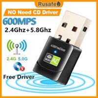 Bộ chuyển đổi Bluetooth WiFi USB Bộ thu PC băng tần kép 600Mbps 2.4G + 5G