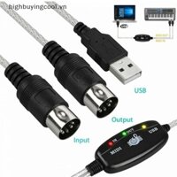 Bộ chuyển đổi cáp MIDI USB IN-OUT HCVN Dây chuyển đổi bàn phím PC sang nhạc HOT