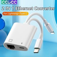 Bộ Chuyển Đổi CCLCC Lightning / Type C Sang RJ45 LAN Ethernet 2 Trong 1 100Mbps + Cổng Sạc Cho iPhone 15 plus 14 13 pro max 12 11 8 / iPad xiaomi Điện Thoại