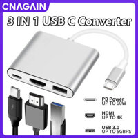 Bộ chuyển đổi đa chức năng 3 IN 1 Type C, Bộ chuyển đổi Video USB C sang HDMI 4K có cổng sạc nhanh + USB 3.0 OTG cho MacBook Pro / Air / Samsung S24 / S23 Ultra sang U Disk / Monitor / HDTV