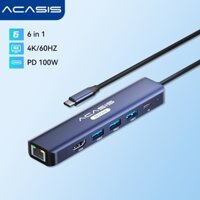 Bộ chuyển đổi đa cổng USB-C 6 trong 1 ACASIS Bộ mở rộng USB-C 6 trong 1 Bộ chuyển đổi đa cổng 4K60Hz Bộ mở rộng USB Splinter Hub Bộ chuyển đổi cáp HDMI Lightning Thích hợp cho phablet