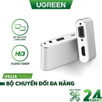 Bộ chuyển đổi đa năng UGREEN US228 Lightning, Micro USB, Type-C sang HDMI và VGA- Hàng chính hãng - Bạc 30522