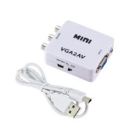 Bộ chuyển đổi Grwibeou Mini VGA sang AV RCA với hỗ trợ âm thanh 3,5 mm HD 1080P VGA2AV RCA Bộ chuyển đổi PC sang TV HD Máy tính sang TV