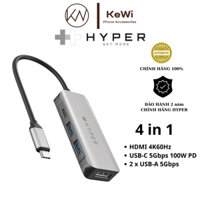 Bộ Chuyển Đổi HUB HyperDrive HDMI 4K60HZ 4-IN-1(HD41) USB Type C Dành Cho Macbook/Surface/PC/Laptop/Chromebook