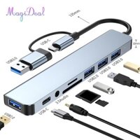 Bộ chuyển đổi Hub USB Type C 8 cổng Hub Laptop Docking Station cho Type C