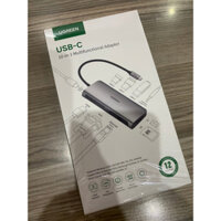 Bộ Chuyển Đổi Hub USB Type C 10 in 1 Ugreen 80133 tích hợp HDMI, VGA, 3.5mm, Lan, USB3.0, Đọc Thẻ, Sạc PD USB Type C