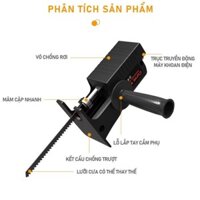 Bộ chuyển đổi máy khoan thành máy cưa cầm tay điện kèm 3 lưỡi cưa cắt gỗ kim loại lắp được khoan pin và khoan điện