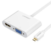 Bộ chuyển đổi micro HDMI sang HDMI và VGA dài 10CM UGREEN MM115 - Hàng chính hãng - TRẮNG 30354