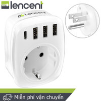 Bộ chuyển đổi phích cắm LENCENT EU / Indonesia sang Mỹ Bộ chuyển đổi du lịch Mỹ Canada với 3 USB và 1 loại C Châu Âu 2 pin sang Mỹ 3 chân cho Hoa Kỳ Canada Mexico Thái Lan (Loại B) [Loại năng lượng A +++]