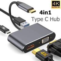 Bộ Chuyển Đổi Sạc Type C Sang USB 3.0 Hub OTG VGA Ultra HD 4K HDMI 87W PD Cho macbook huawei acer matebook asus