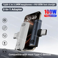 Bộ chuyển đổi tai nghe USB Type C sang 3 5mm Jack 2 in1 PD100W USB C sang 3.5MM + TypeC Bộ chuyển đổi sạc cho iphone Xiaomi Huawei