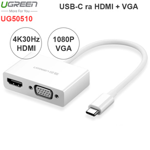 Bộ chuyển đổi Type C ra HDMI+VGA Ugreen 50510