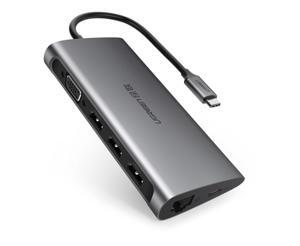 Bộ chuyển đổi TYPE C sang 3 USB 3.0 + VGA + LAN + SD TF + hỗ trợ nguồn TYPE C Ugreen 50539