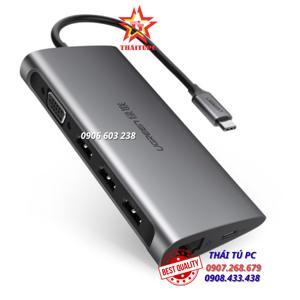 Bộ chuyển đổi TYPE C sang 3 USB 3.0 + VGA + LAN + SD TF + hỗ trợ nguồn TYPE C Ugreen 50539