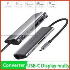 Bộ chuyển đổi TYPE C sang 3 USB 3.0 + VGA + LAN + SD TF + hỗ trợ nguồn TYPE C Ugreen 50539