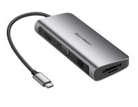 Bộ Chuyển Đổi Ugreen USB Type-C Sang VGA HDMI RJ45 2 x USB 3.0 SD Card 40873