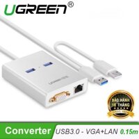 Bộ chuyển đổi USB 3.0 sang VGA - 2 cổng USB 3.0 và GIGABIT LAN UGREEN 40242 (Trắng)