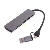 Bộ chuyển đổi USB C Hub USB C 6 trong 1 với 3 cổng USB Đầu đọc thẻ USB Trạm nối USB cho máy tính xách tay Điện thoại di động và máy tính bảng